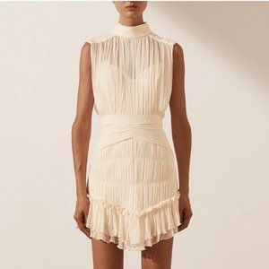 Shona Joy VICTORIA SLEEVELESS RUCHED MINI DRESS - CREAM